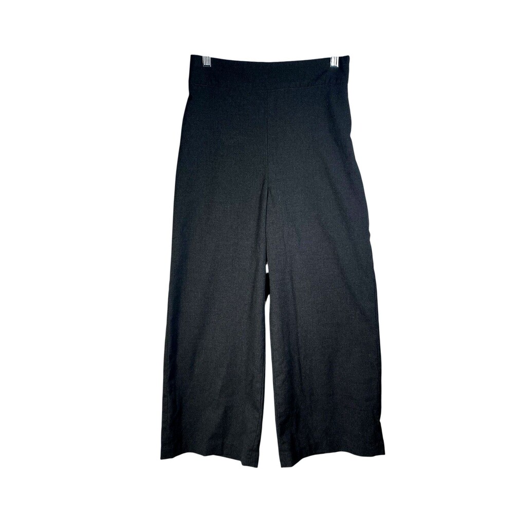 Zara Wide Leg Pants Women’s Sz Sm Hi Rise Boho Trousers Black/Dark Gray